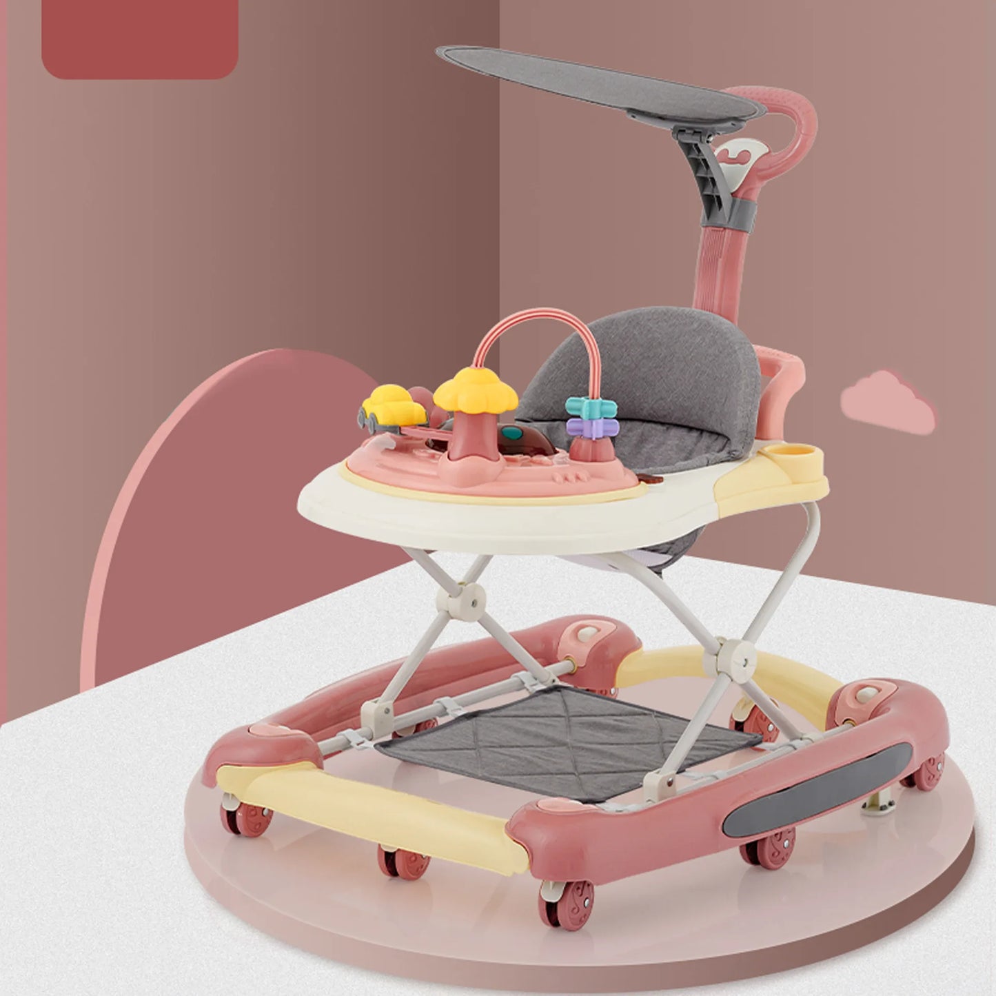 MeiLun Baby Walker Foldable Four Wheel Learning Walker