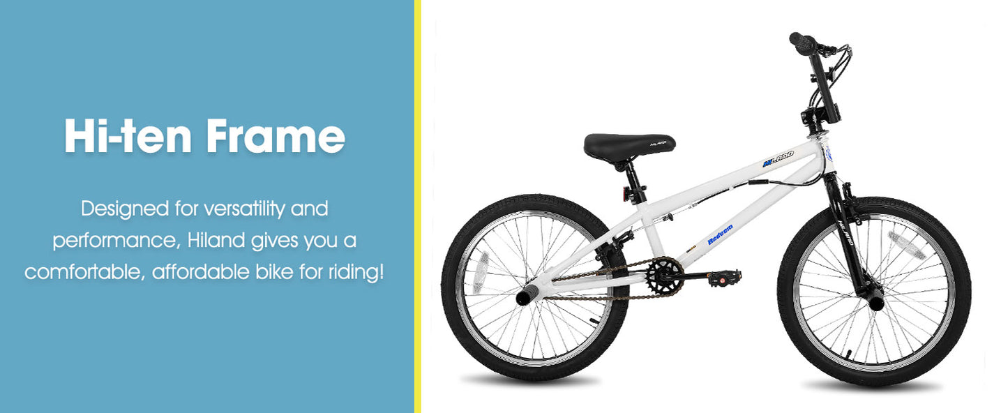 Hiland 20 inch Freestyle Kids BMX Bike,Beginner-Level to Advanced Riders with 360 Degree Gyro & 4 Pegs, Kids' Bicycles