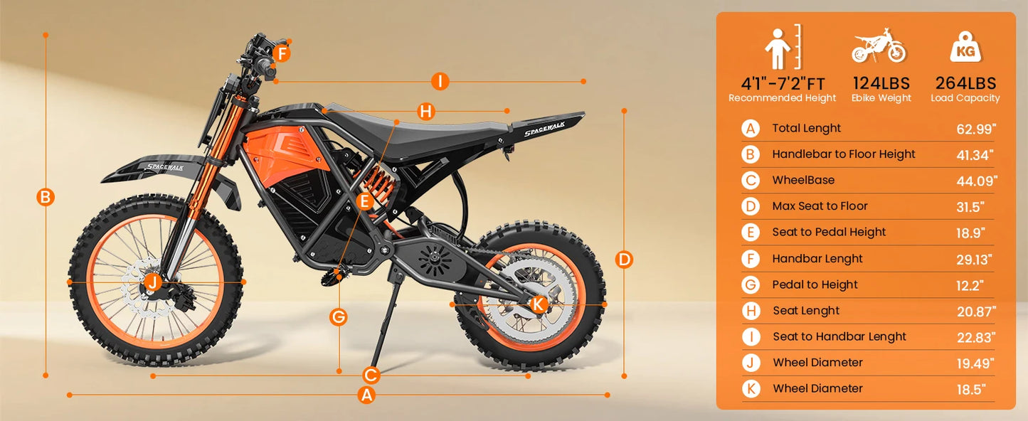 EILLEO SPACEWALK 48V Electric Dirt Bike For Adults And Teens