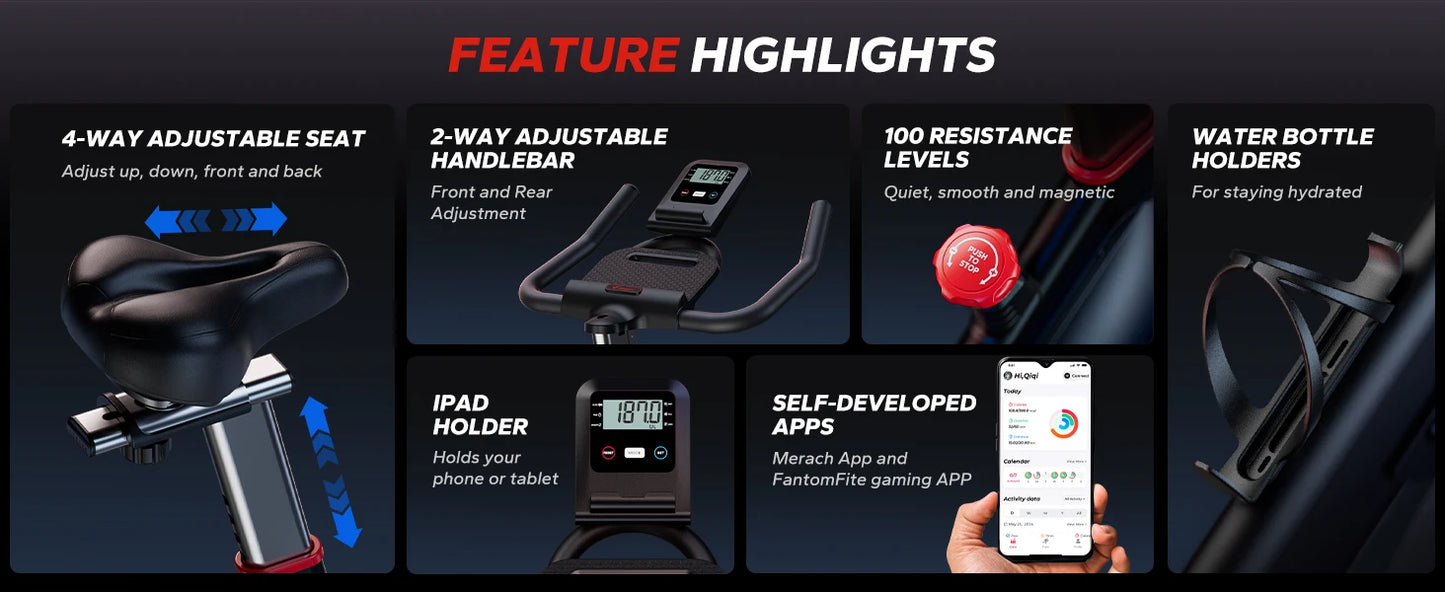 MERACH S38 Indoor Cycling Bike With Magnetic Resistance And App