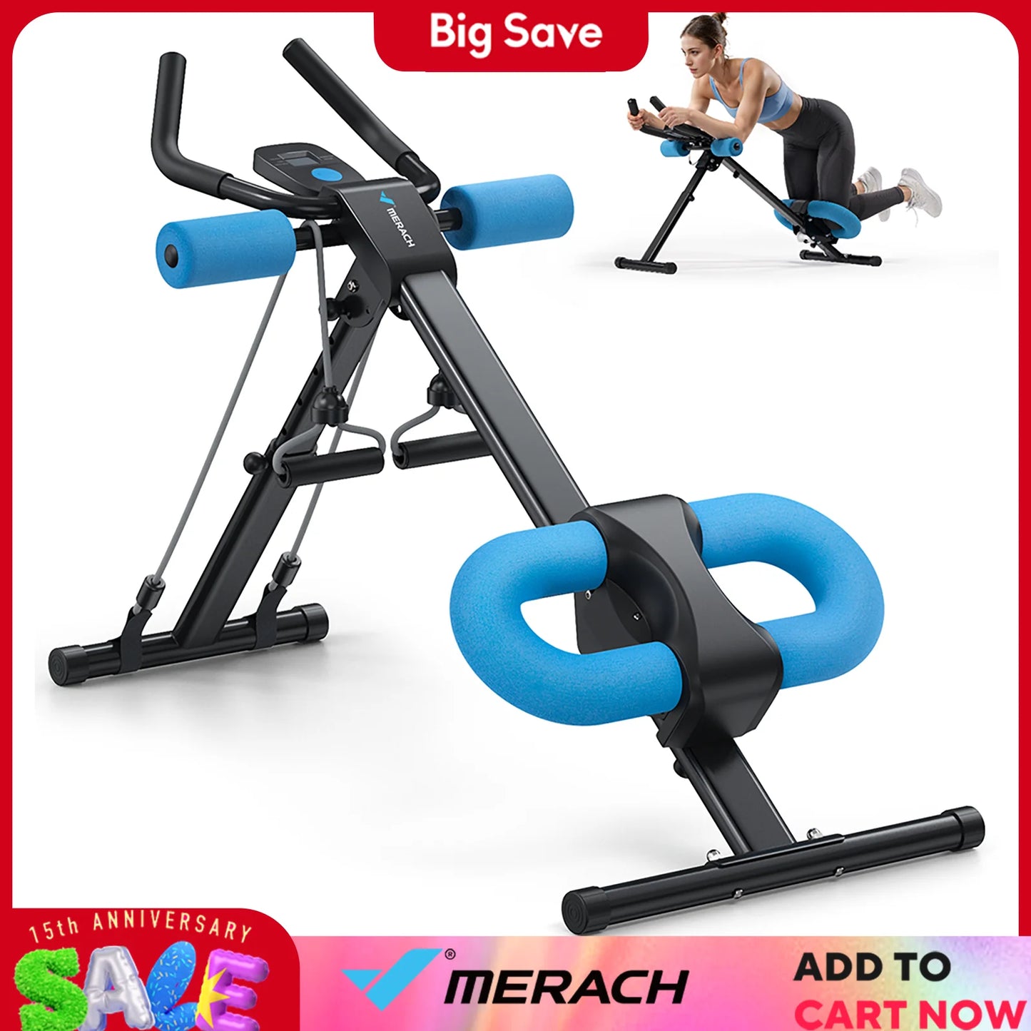 Merach Ab Machine Adjustable Trainer Foldable Core Exercise