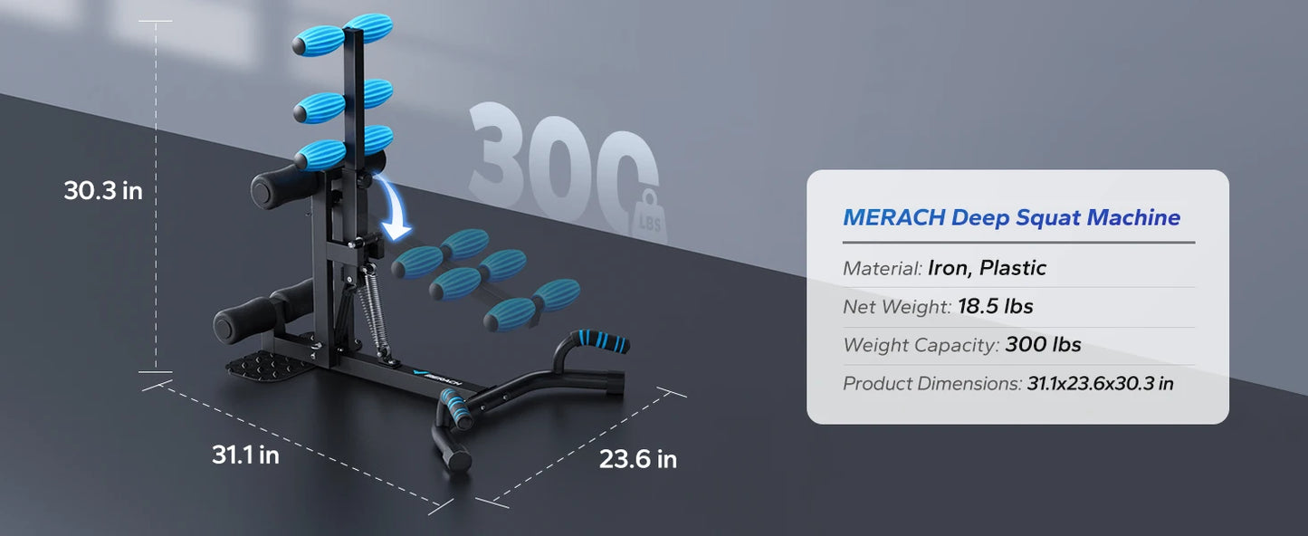 MERACH Deep Squat Machine Adjustable Glutes Trainer Machine Core Leg Push Up Workout Machine Multifunctional Buttocks Machine