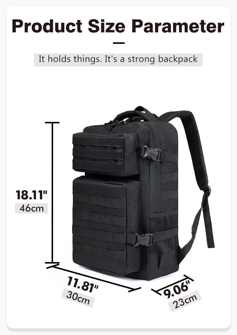 45L/25L /32LTactical Backpack Men's Travel Large Capacity Rucksacks Men Waterproof Outdoor Sports Multi-functional Bags