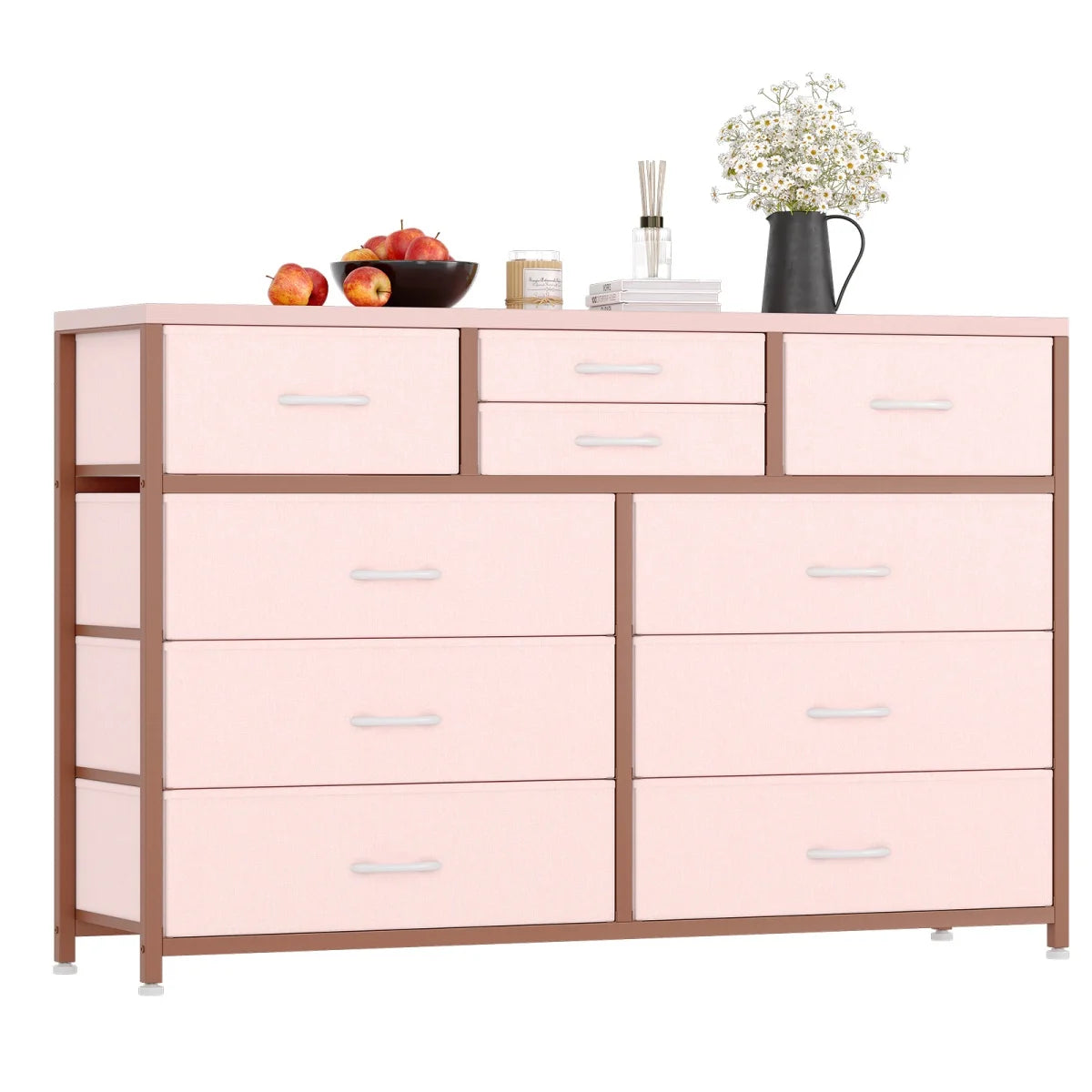 Dresser with 10 Drawers TV Stand Entertainment Center for Bedroom Entryway,Metal Frame
