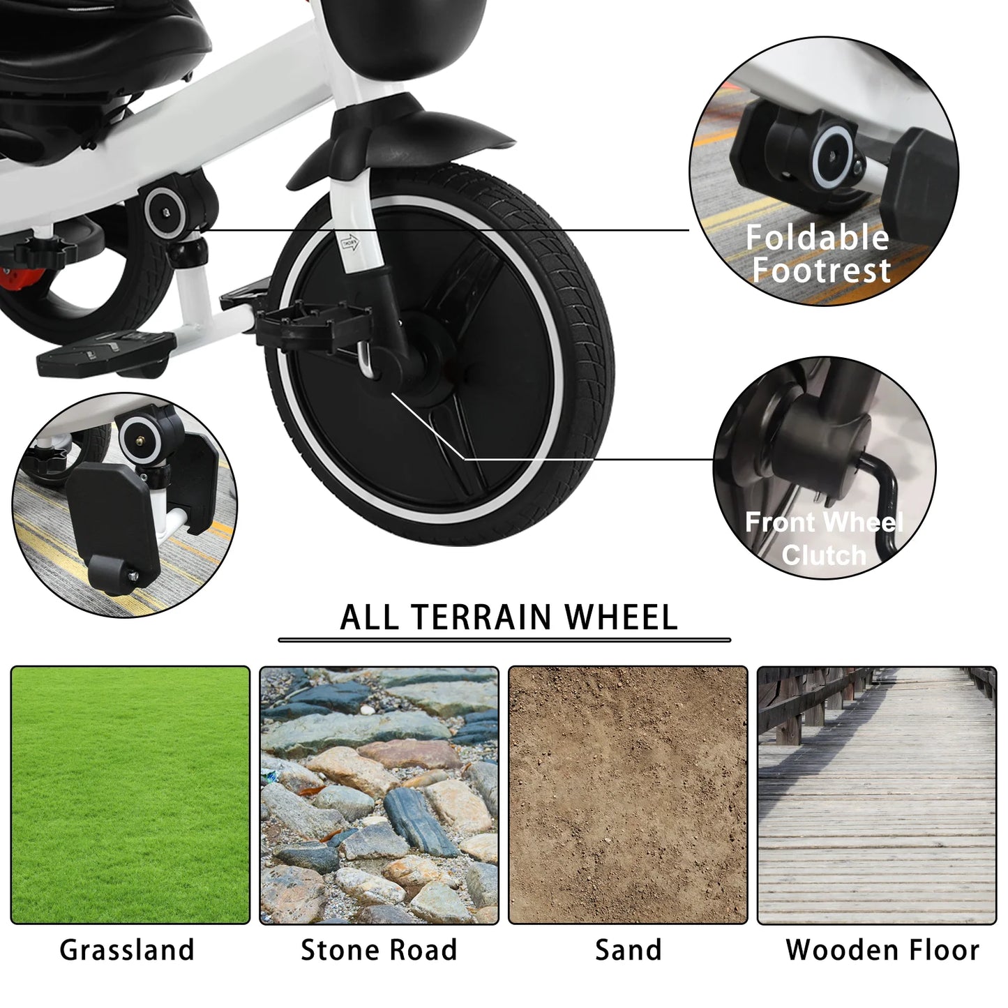 Ubravoo 5 In 1 Baby Stroller Tricycle Ride Bike Canopy