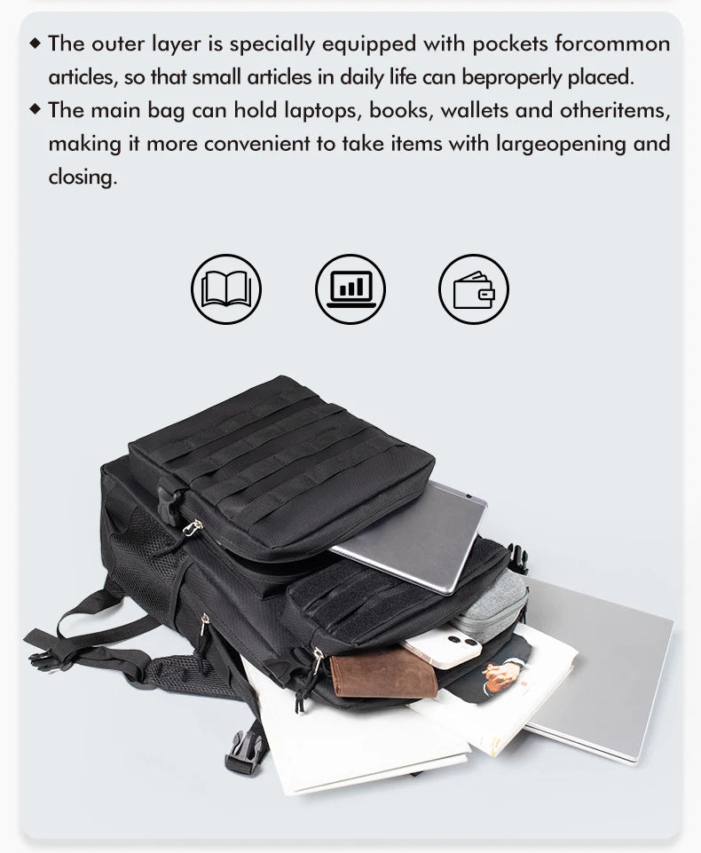 45L/25L /32LTactical Backpack Men's Travel Large Capacity Rucksacks Men Waterproof Outdoor Sports Multi-functional Bags