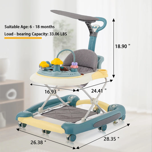 MeiLun Baby Walker Foldable Four Wheel Learning Walker