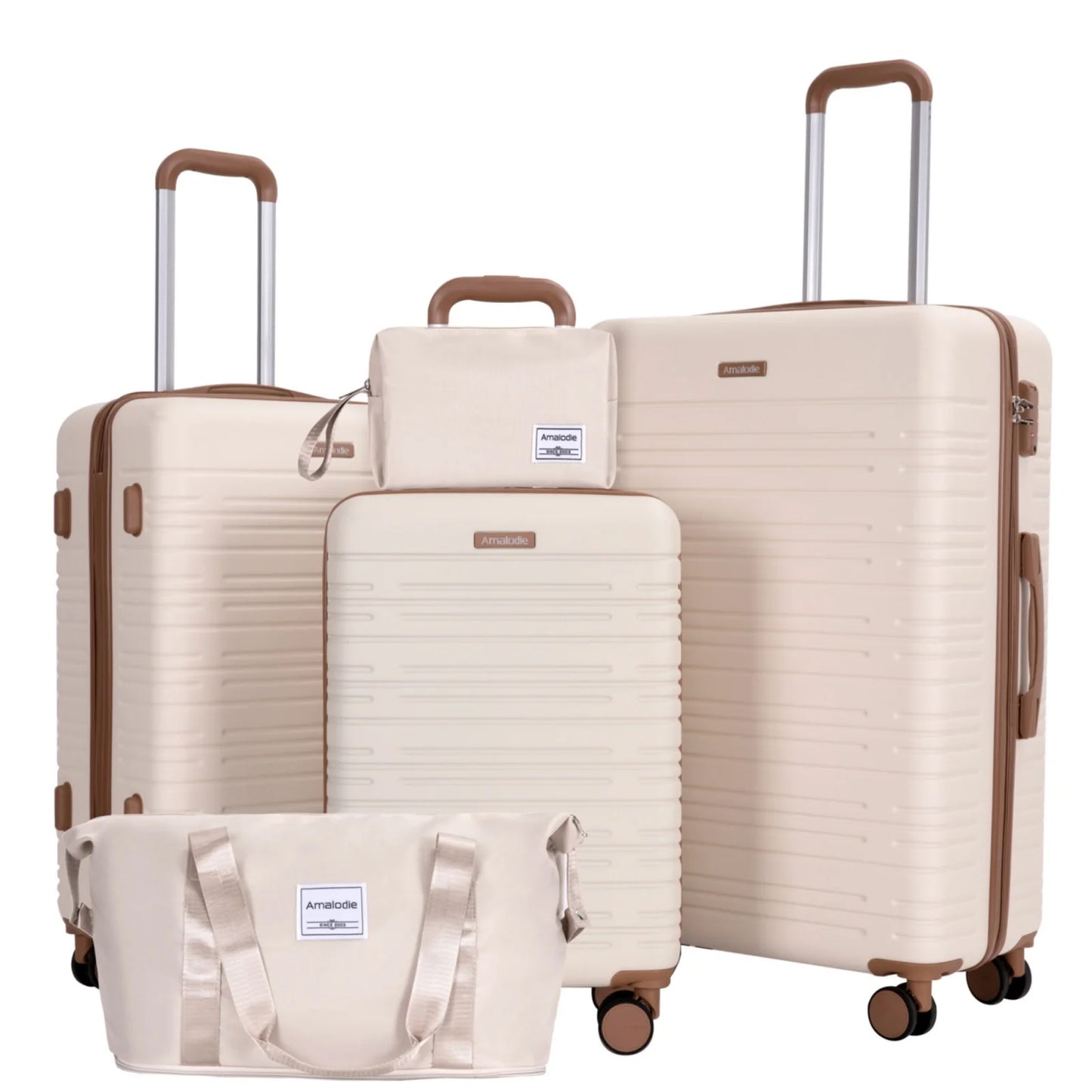 AMALODIECN 5 Piece Hardside Luggage Set With Spinner Wheels