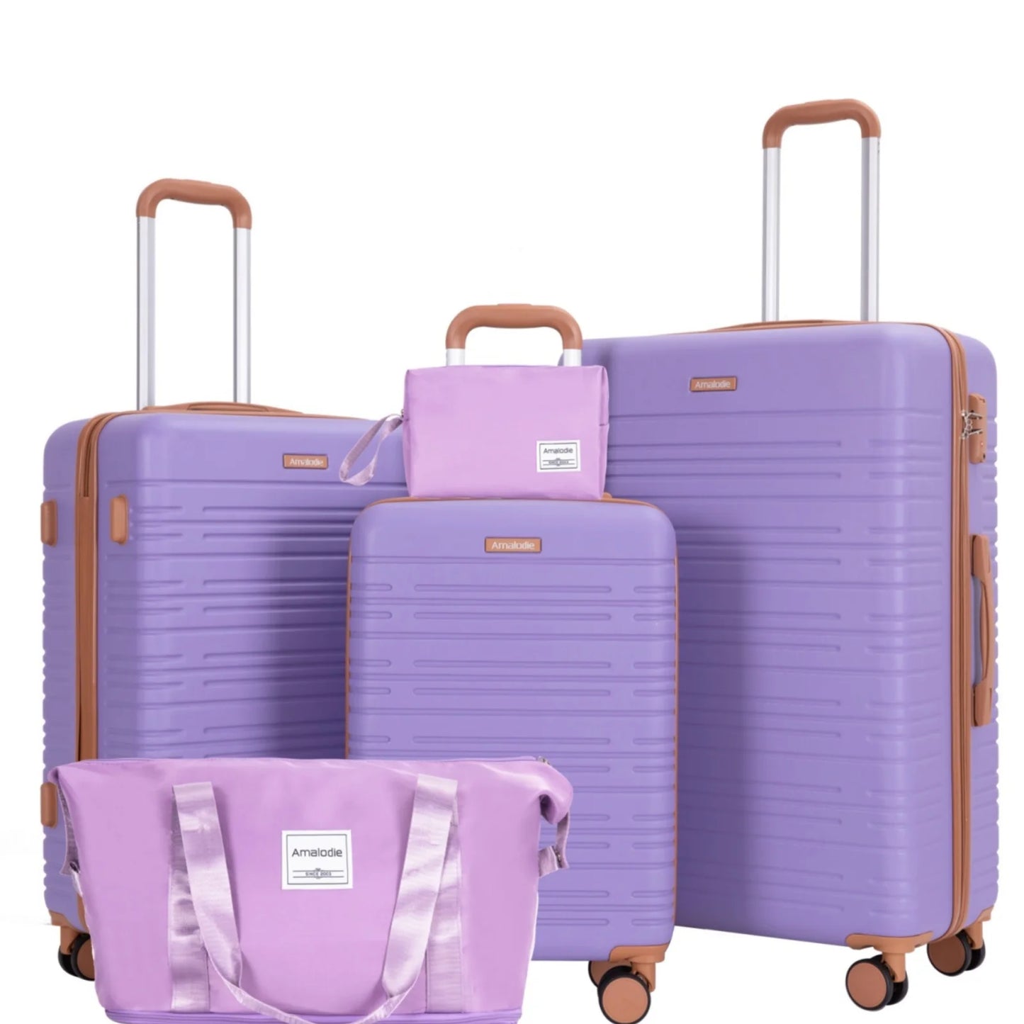 AMALODIECN 5 Piece Hardside Luggage Set With Spinner Wheels