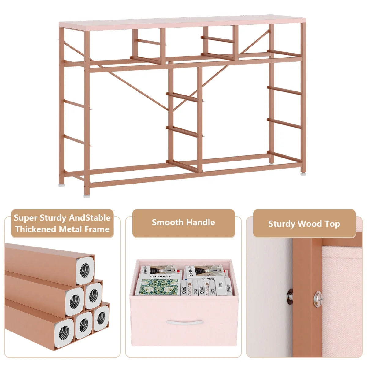 Dresser with 10 Drawers TV Stand Entertainment Center for Bedroom Entryway,Metal Frame