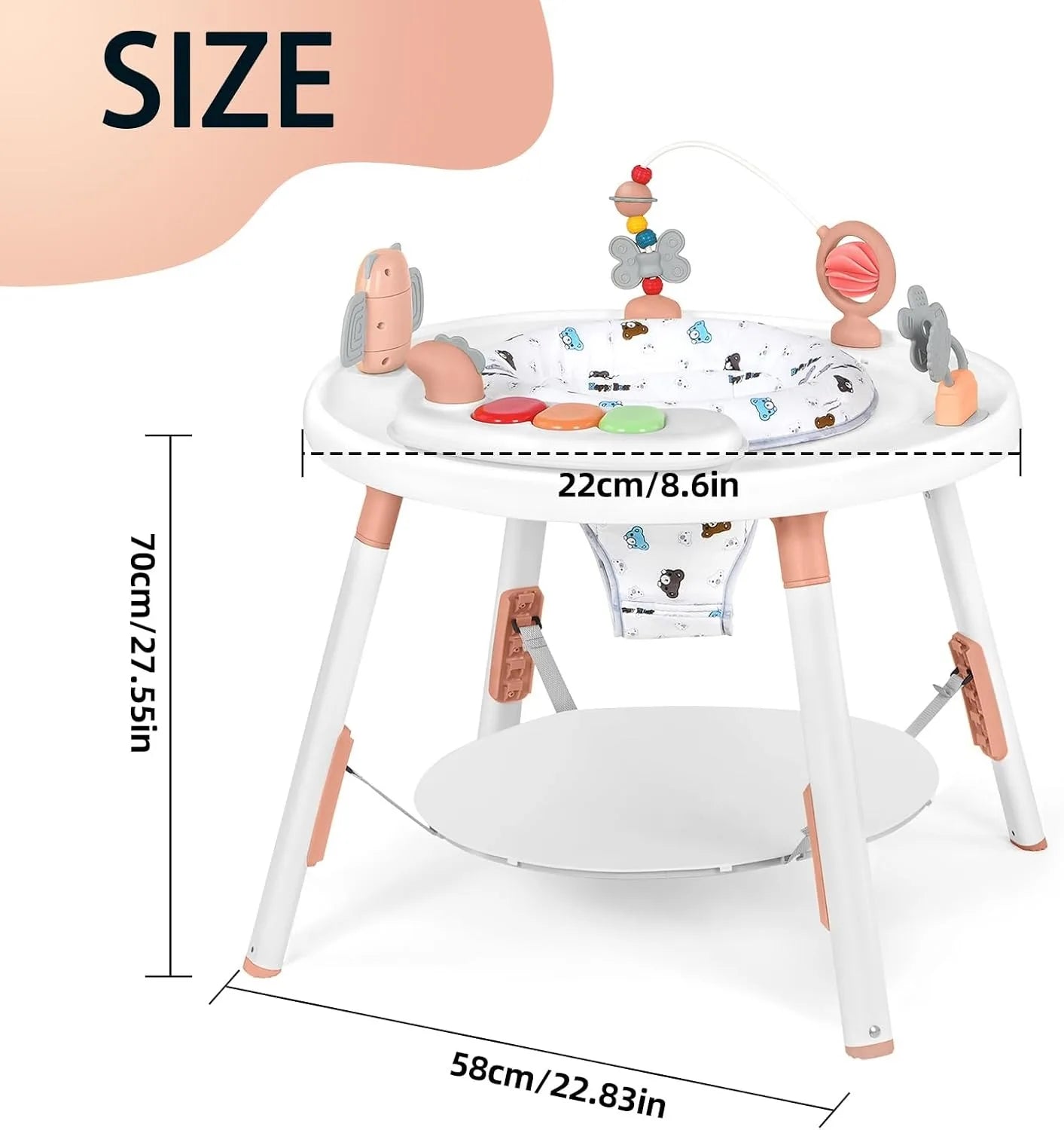 Baby 3-in-1 Activity Center Jumper and Table - with Removable Toys and 360° Rotating Seat - Ideal for Infant Entertainment