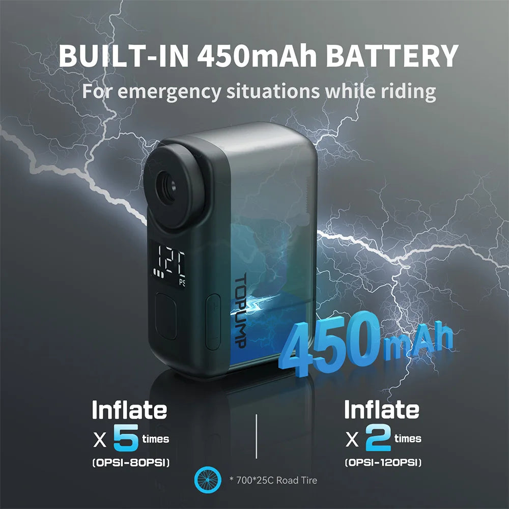 Topump TB2 Pro Electric Mini Portable Bike Inflator 120 PSI