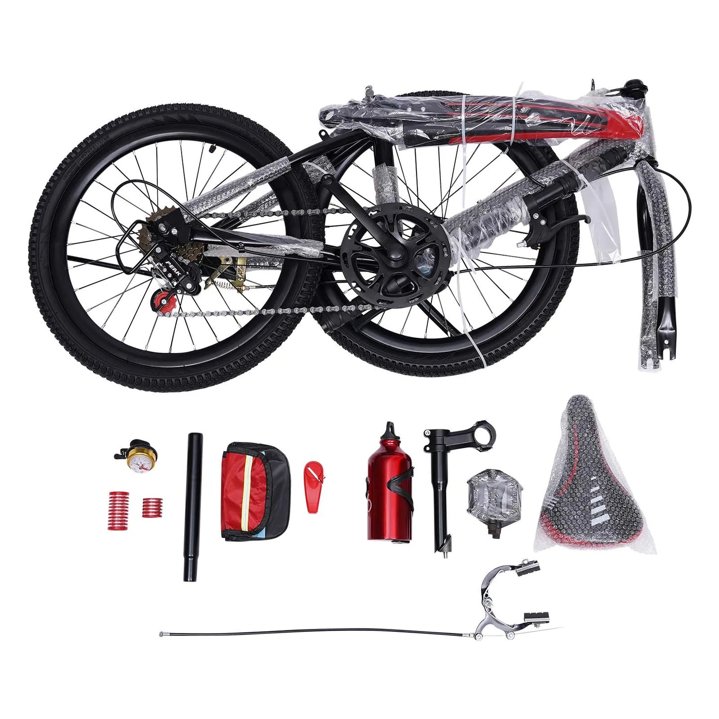 20" Mountain Bike Kids' Bicycles, 7 Speed Gears Children's Bike with Kettle&holder Height Adjustable for Riding on Roads
