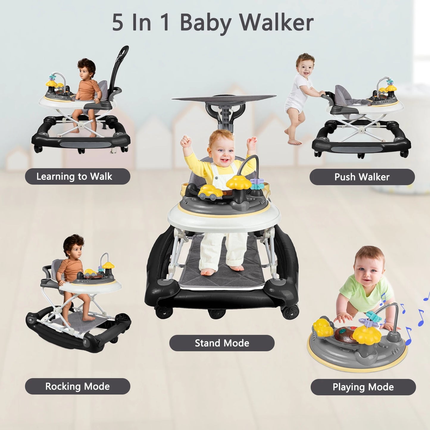 MeiLun Baby Walker Foldable Four Wheel Learning Walker