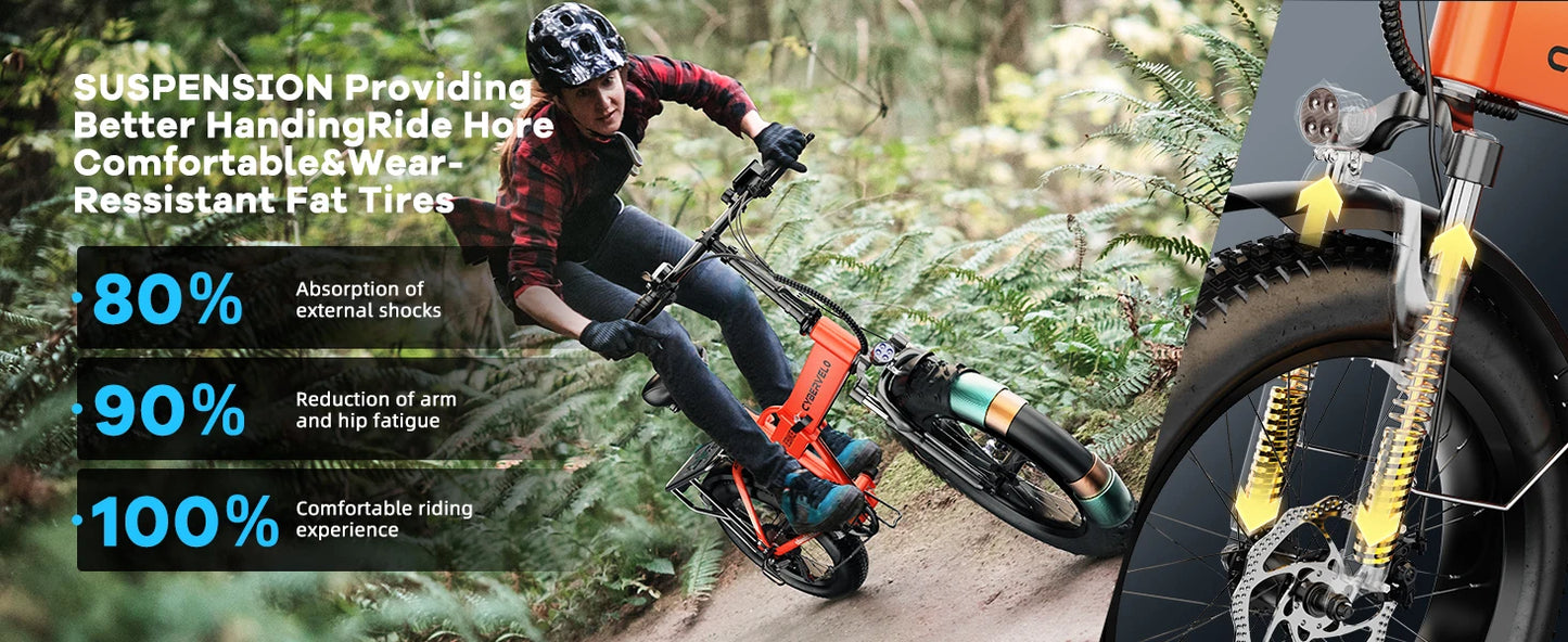 CYBERVELO EK4 Folding Electric Bike 1000W With Removable Battery