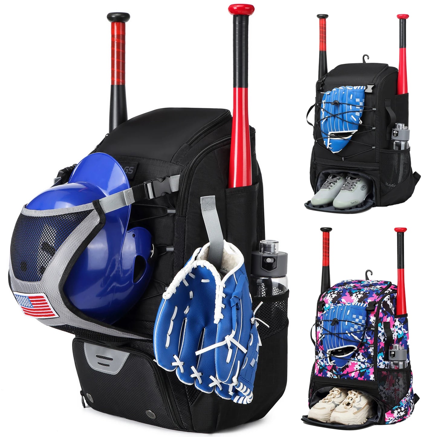Baseball Equipment Bag Baseball Backpack with Shoe Compartment Softball Bat Bag for Youth Large Capacity Sport Baseball Backpack