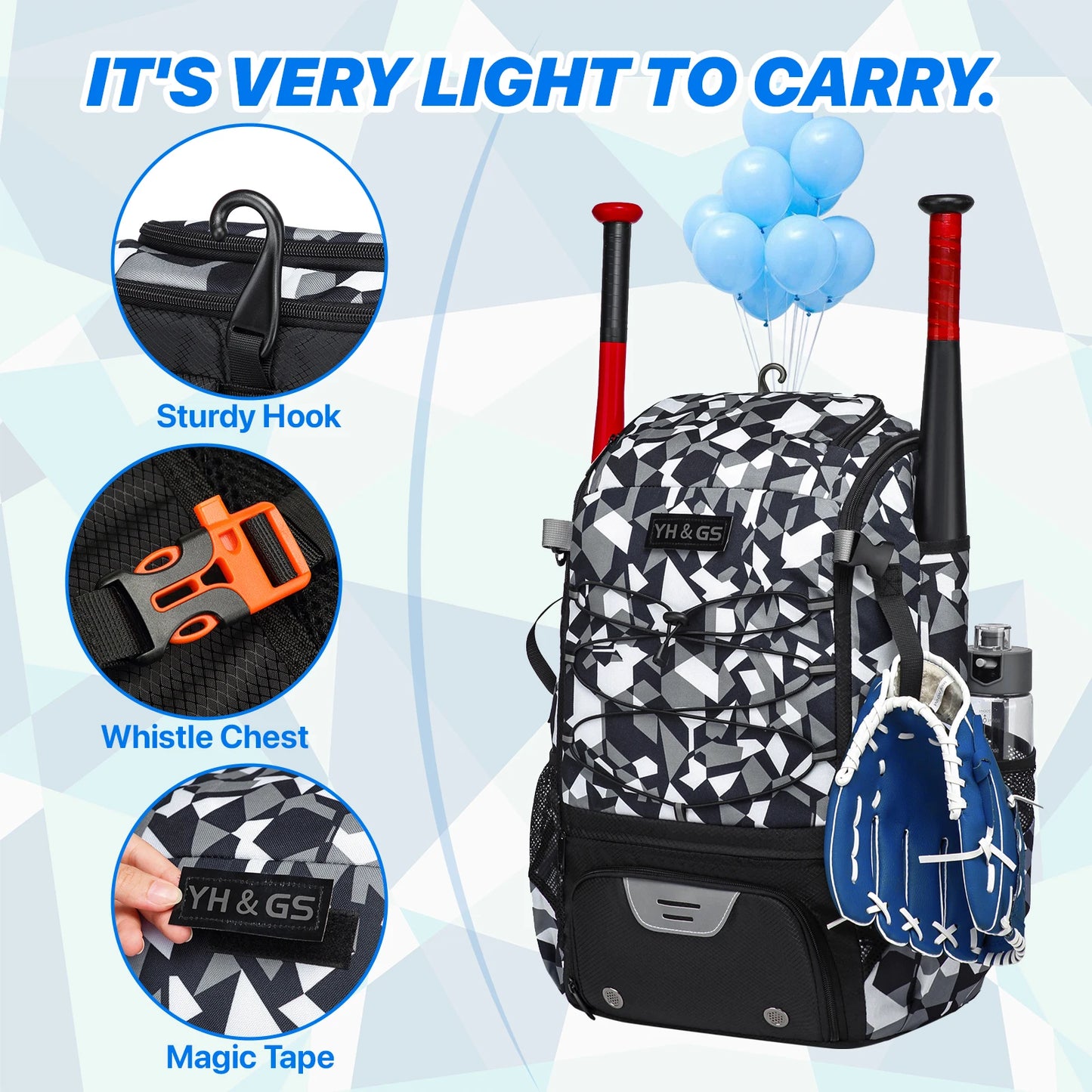 Baseball Equipment Bag Baseball Backpack with Shoe Compartment Softball Bat Bag for Youth Large Capacity Sport Baseball Backpack