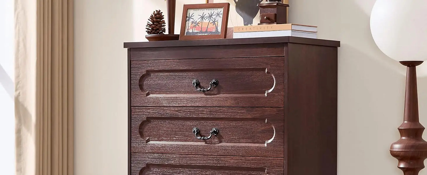 Dresser for Bedroom Farmhouse Cherry Wood Chest of Drawers for Bedroom Dresser, Rustic Wide Drawers Dressers