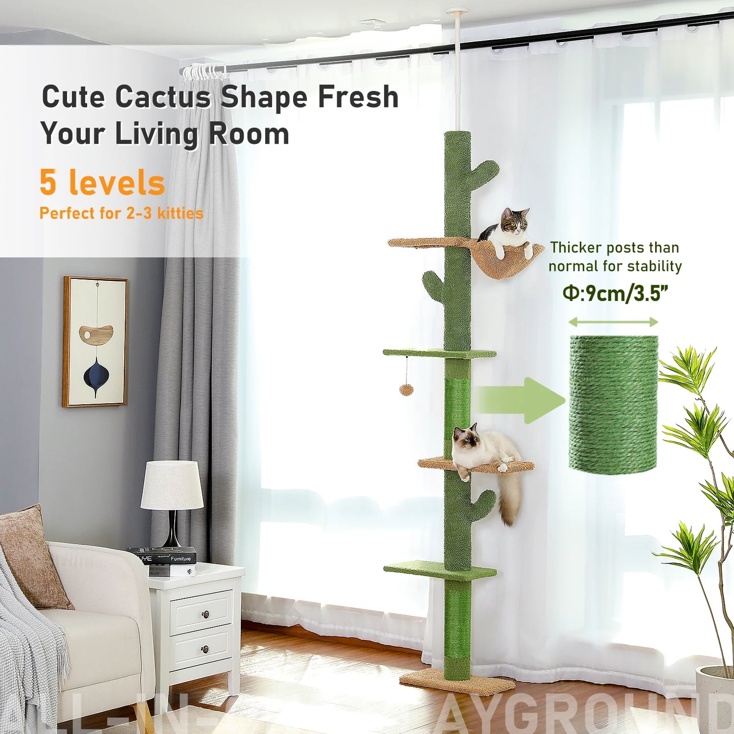 PAWZ Road Cat Tree 5 Tier With Scratching Post Hammock