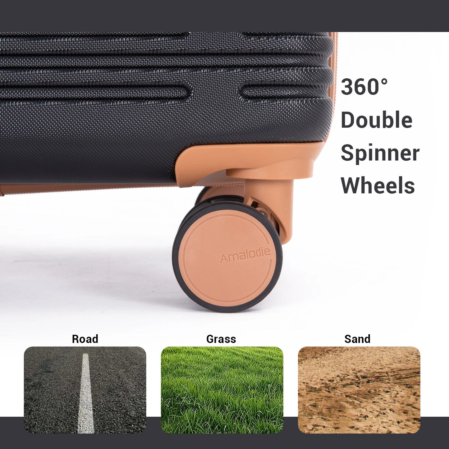 AMALODIECN 5 Piece Hardside Luggage Set With Spinner Wheels