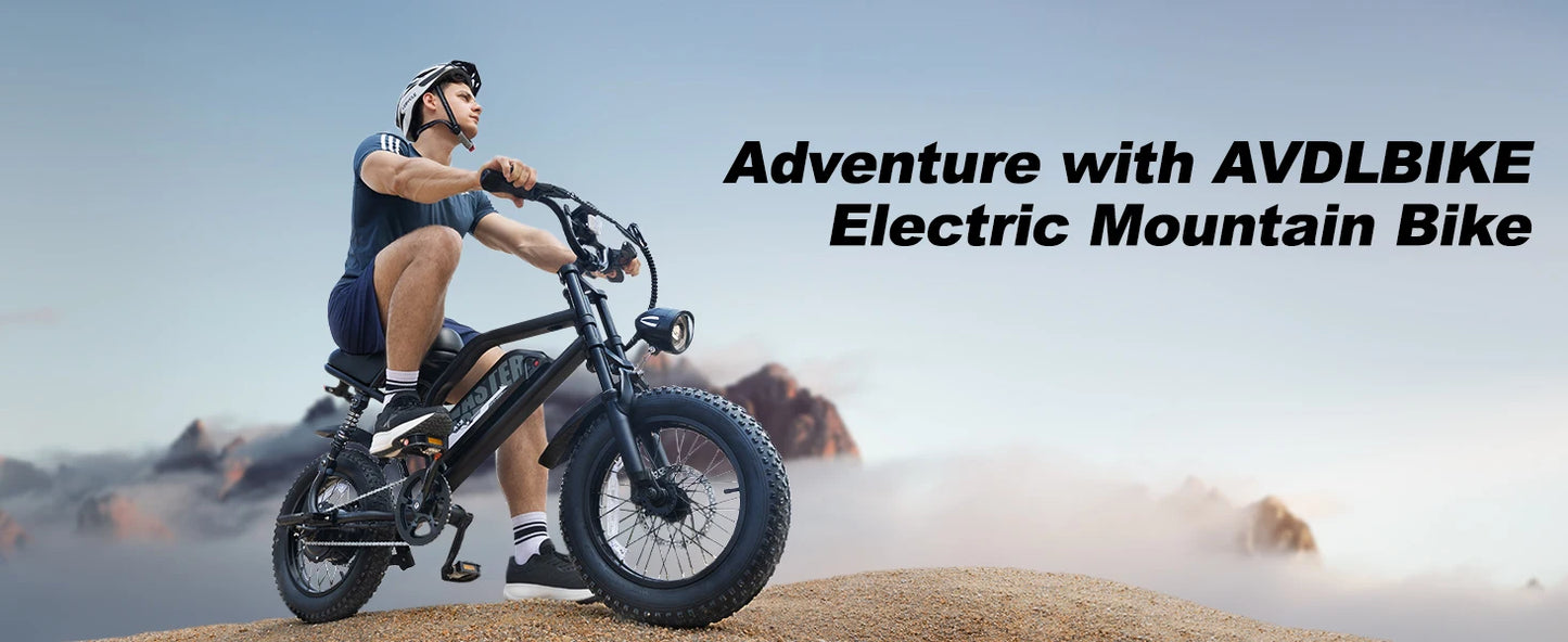 VDL Mountain Electric Bike , 16" Fat Tire Ebike, Wider Seat 800W Peak Motor, Removable Battery, Front Fork Suspension