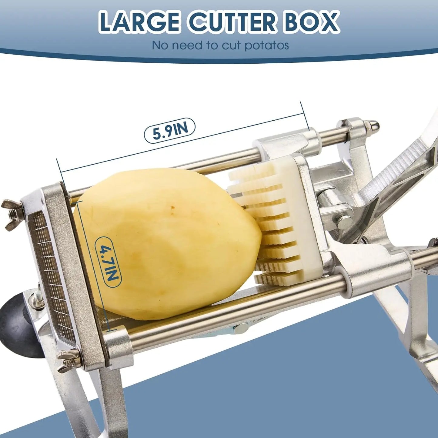 Stainless Steel Potato Cutter with Multiple Blades, Heavy Duty Manual Slicer for Vegetables and Fruits