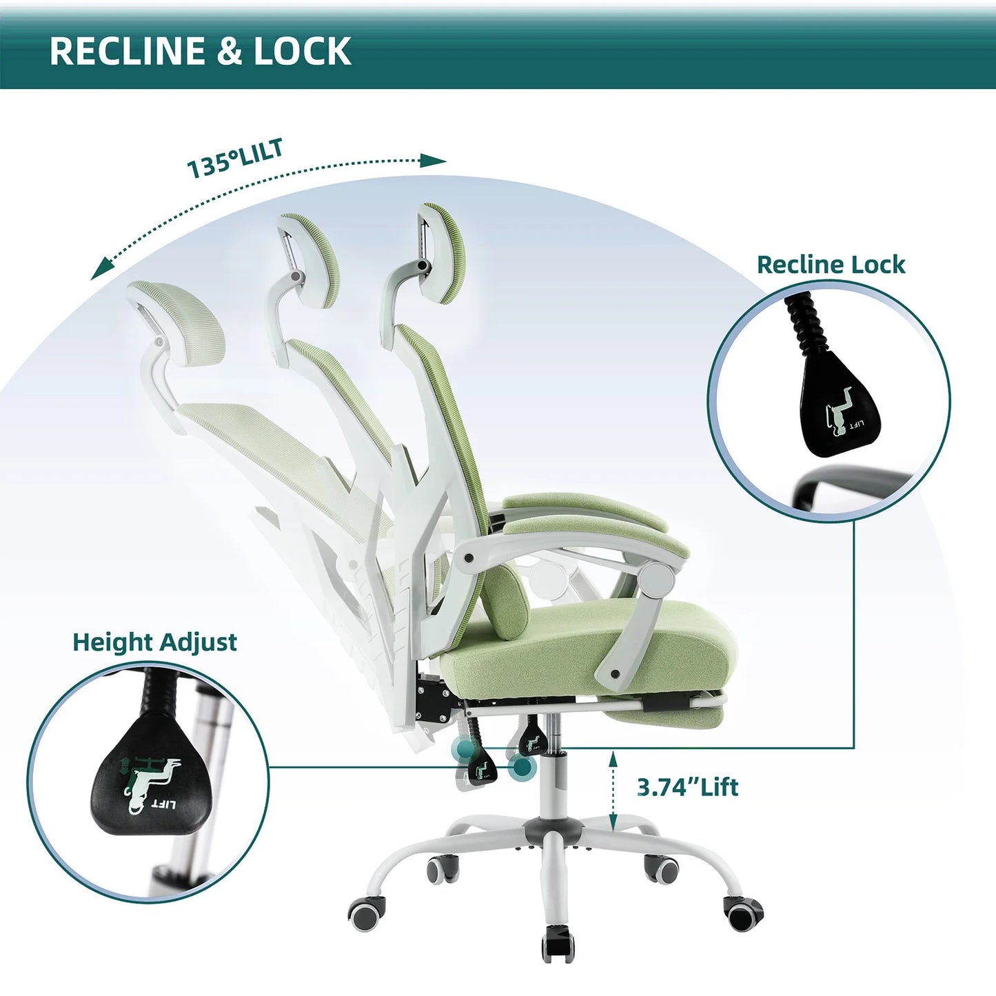 JHK Ergonomic High Back Mesh Office Chair With Lumbar Support