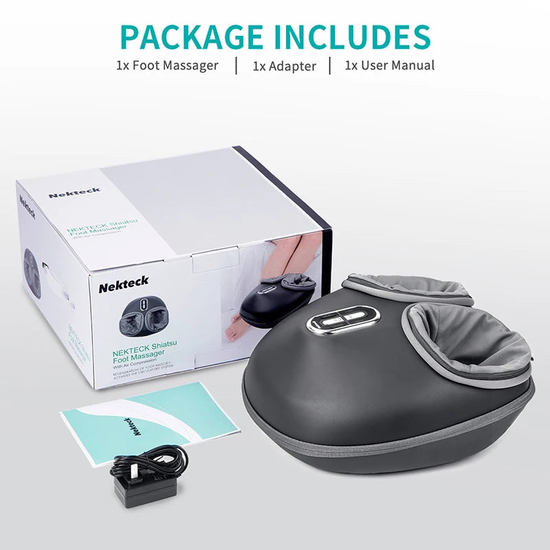 Nekteck Foot Massager Heating Therapy Air Compression Shiatsu Knead Roller Muscle Relaxation Electric Foot Massage Machine