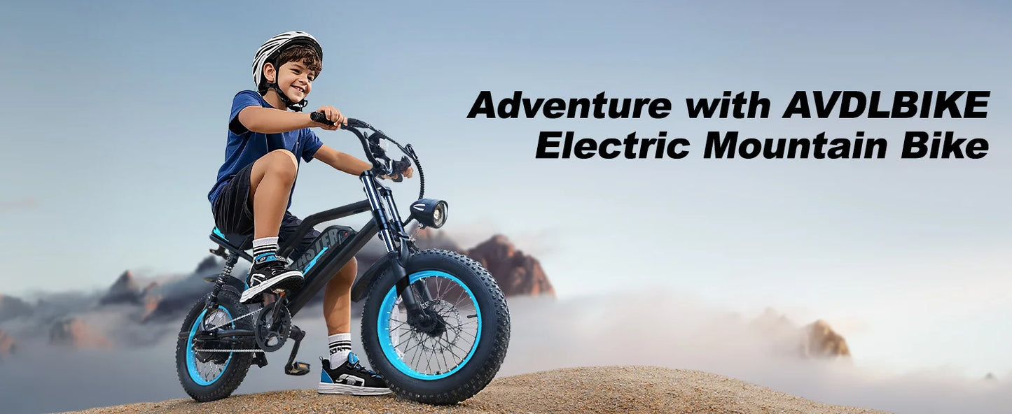VDL Mountain Electric Bike , 16" Fat Tire Ebike, Wider Seat 800W Peak Motor, Removable Battery, Front Fork Suspension