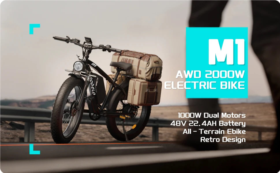 Moobelo M1 2000W Dual-Motor E-Bike 48V 22.4ah Fat Tires Full Suspension CE Certified US Warehouse Snow Beach Urban Riding Ebike