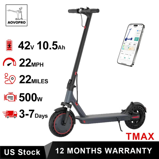 AOVOPRO TMAX Electric Scooter 500W 22MPH Foldable Commuter