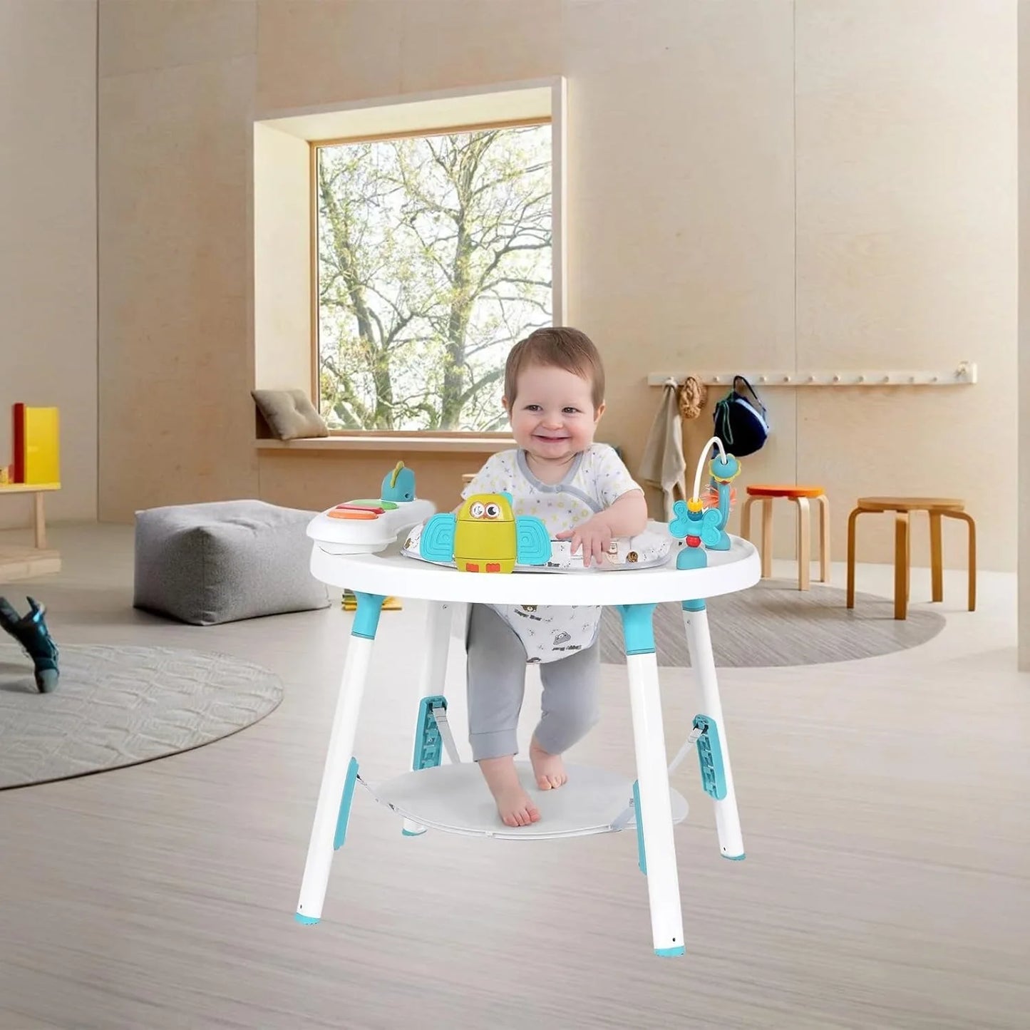 Baby 3-in-1 Activity Center Jumper and Table - with Removable Toys and 360° Rotating Seat - Ideal for Infant Entertainment