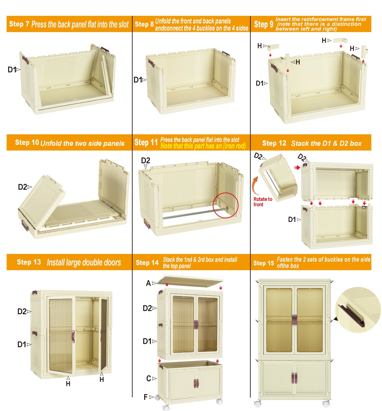 Foldable Wardrobe Cabinet with Wheels, Bardrobe 25''-2layer Clothing Storage Closet Organizer for Clothes, Books for Home/Office