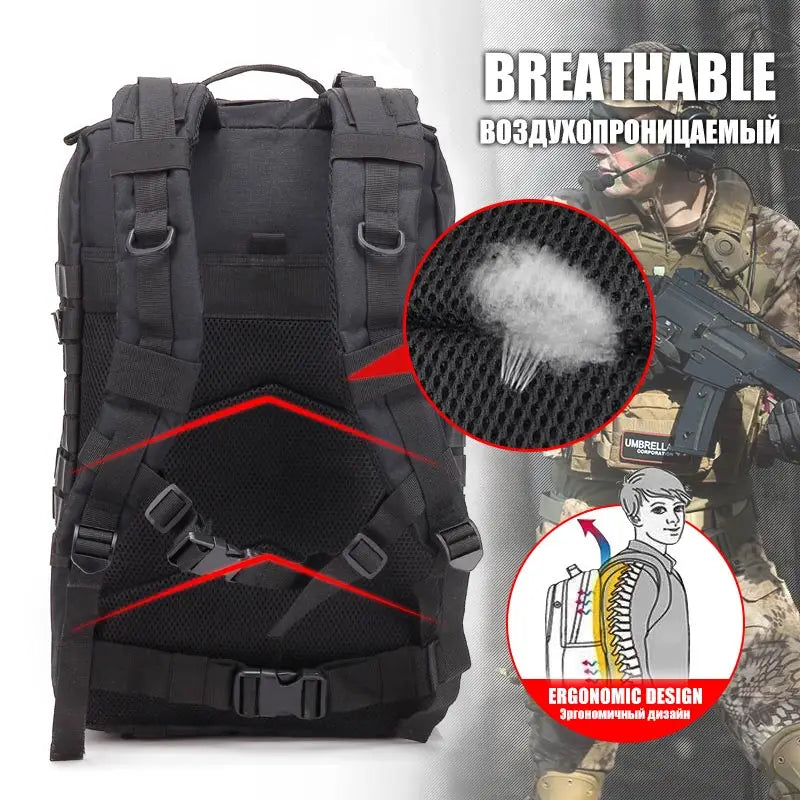 45L/25L /32LTactical Backpack Men's Travel Large Capacity Rucksacks Men Waterproof Outdoor Sports Multi-functional Bags