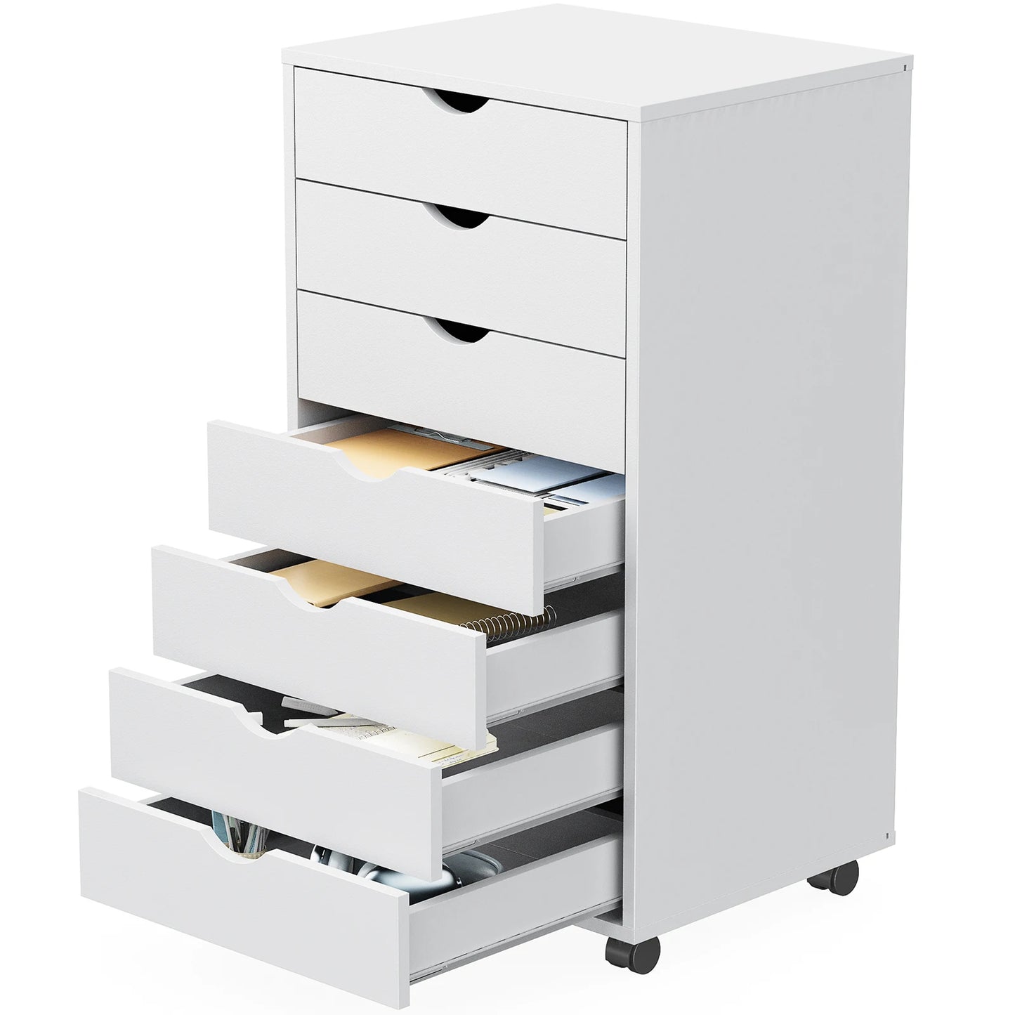 JHK 7 Drawer Chest Nightstand Storage Cabinet With Rollers