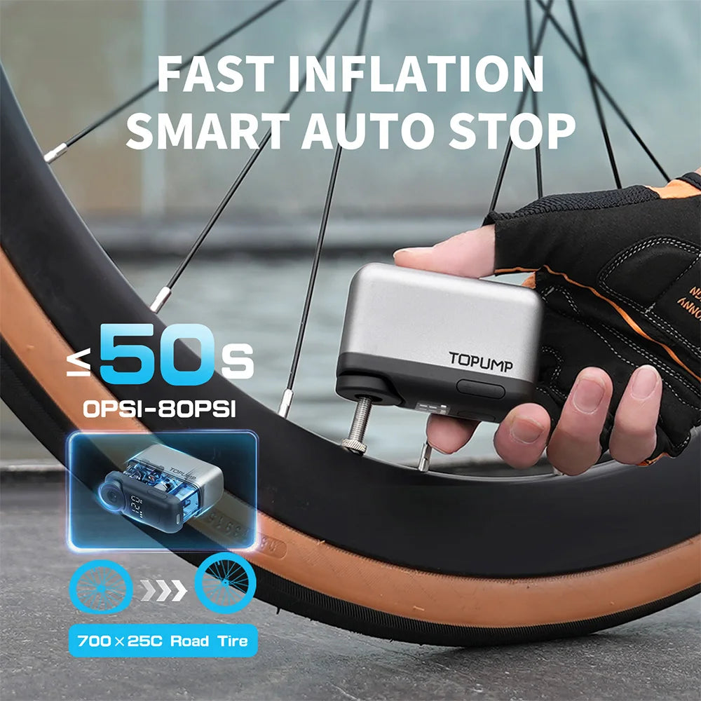 Topump TB2 Pro Electric Mini Portable Bike Inflator 120 PSI