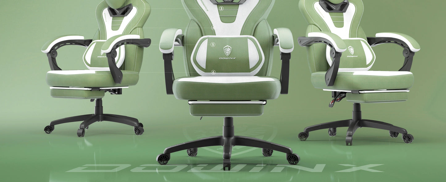 Dowinx Fabric Gaming Chair With Footrest For Heavy People