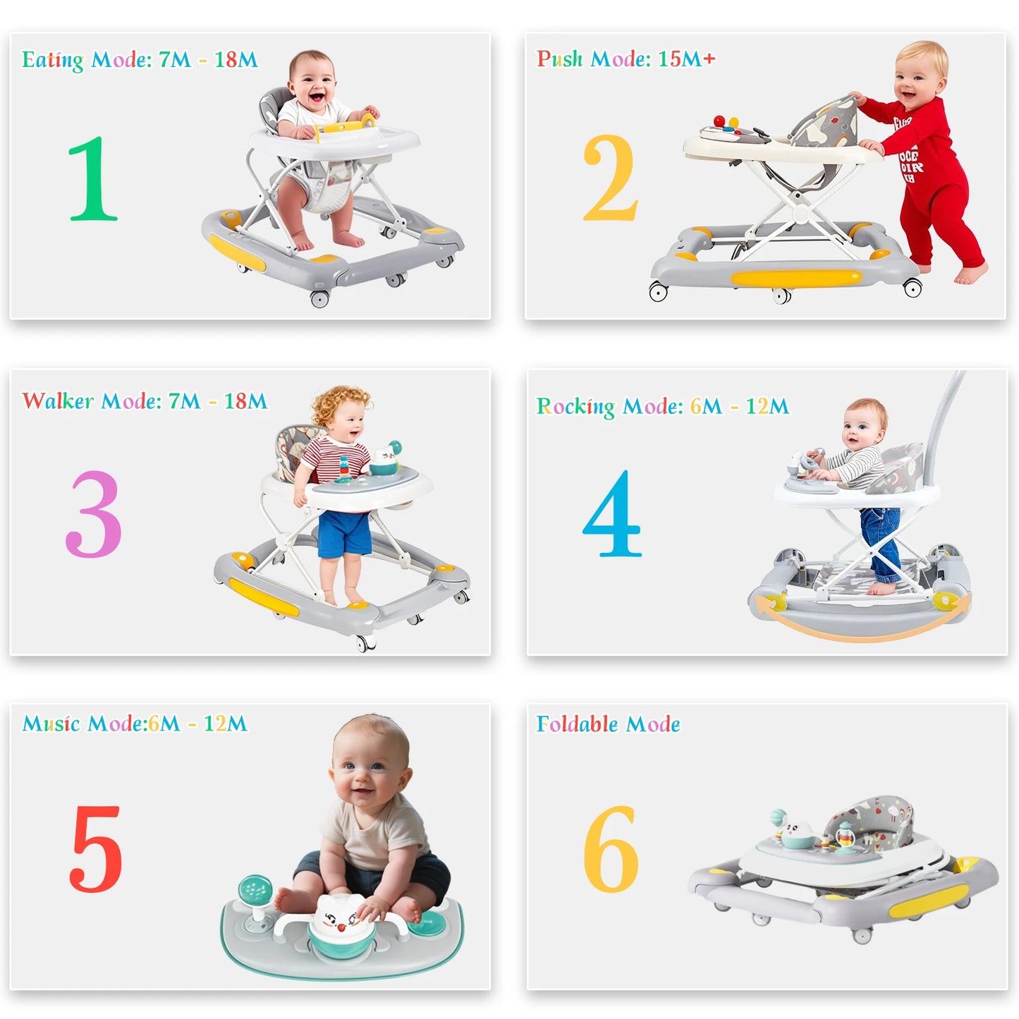 MeiLun Baby Walker Foldable Four Wheel Learning Walker