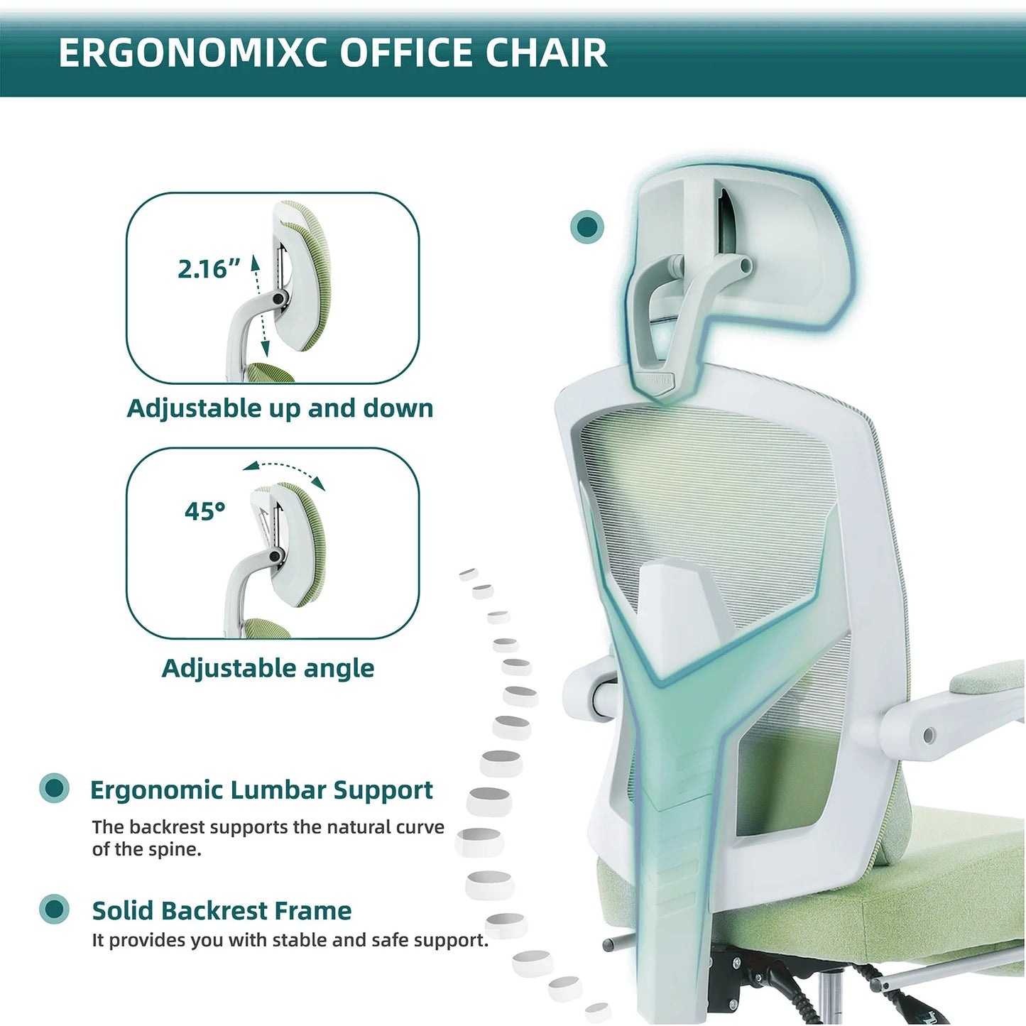 JHK Ergonomic High Back Mesh Office Chair With Lumbar Support