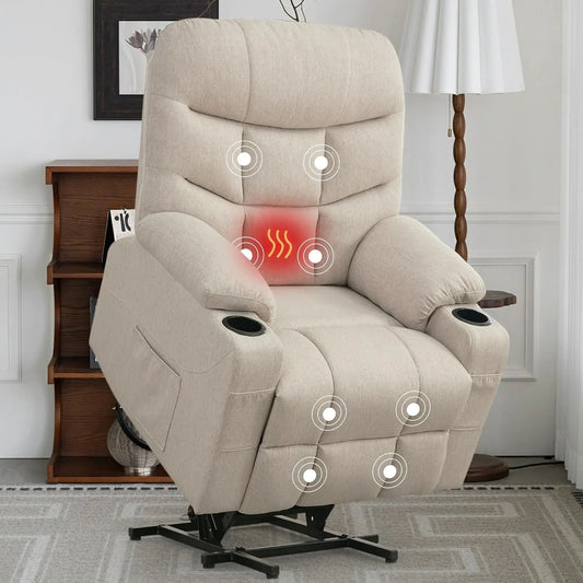 Power Lift Recliner Chair for Elderly and Adults, Electric Recliner with Remote Control and Cup Holders for Living Room