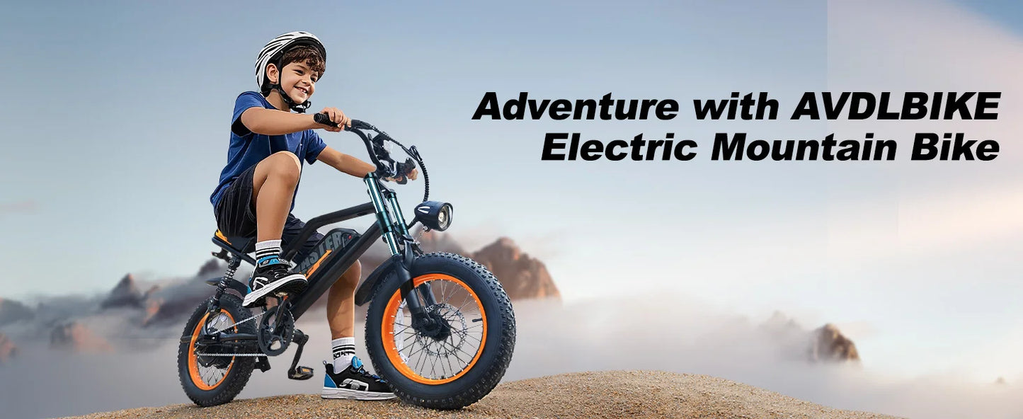 VDL Mountain Electric Bike , 16" Fat Tire Ebike, Wider Seat 800W Peak Motor, Removable Battery, Front Fork Suspension