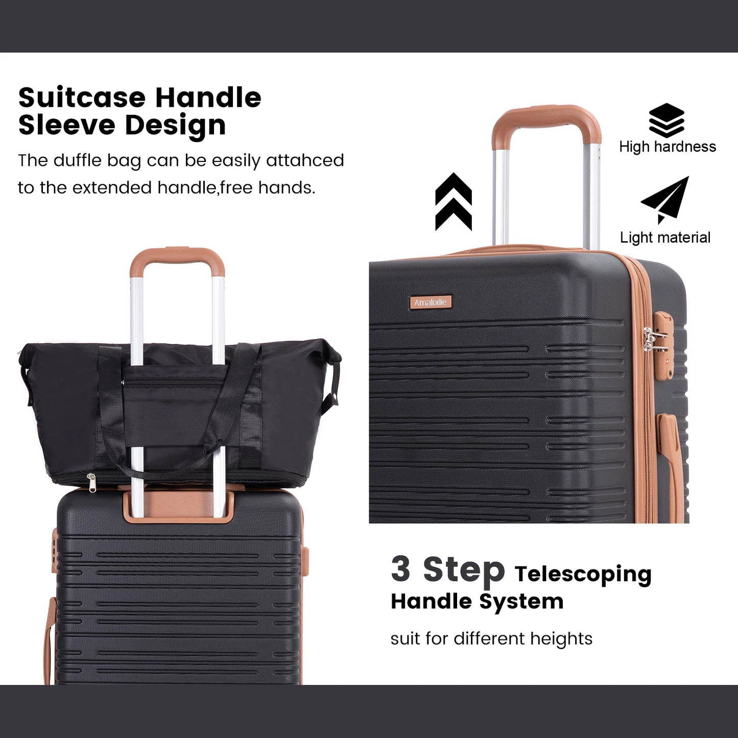 AMALODIECN 5 Piece Hardside Luggage Set With Spinner Wheels