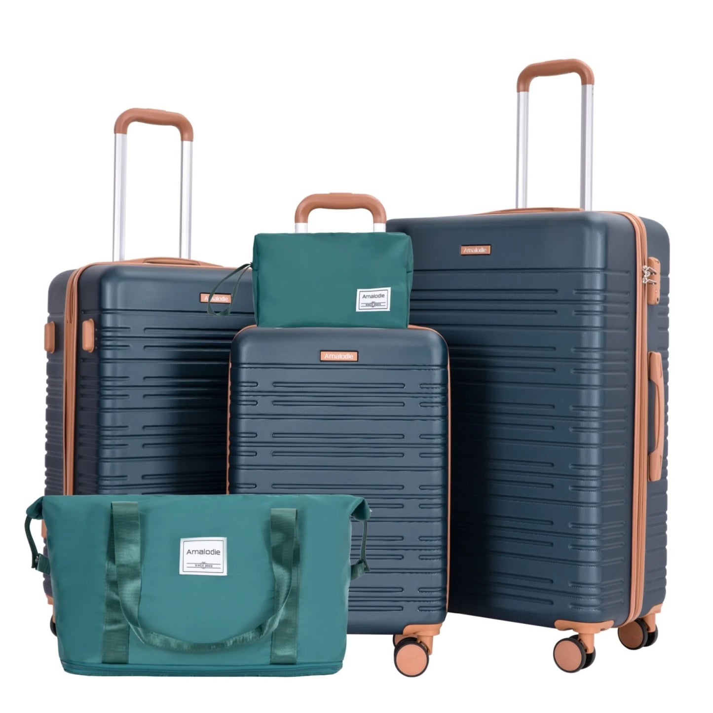 AMALODIECN 5 Piece Hardside Luggage Set With Spinner Wheels
