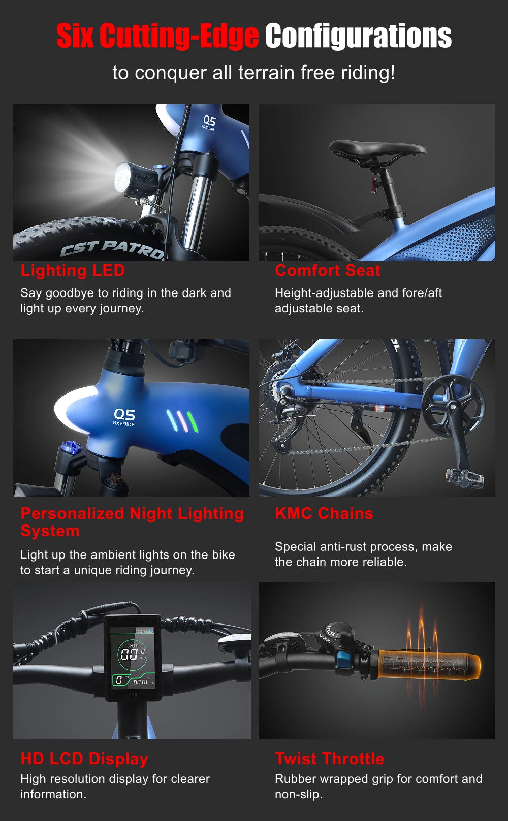 HUANCI HX Q5 2000W Electric Mountain Bike Removable Battery