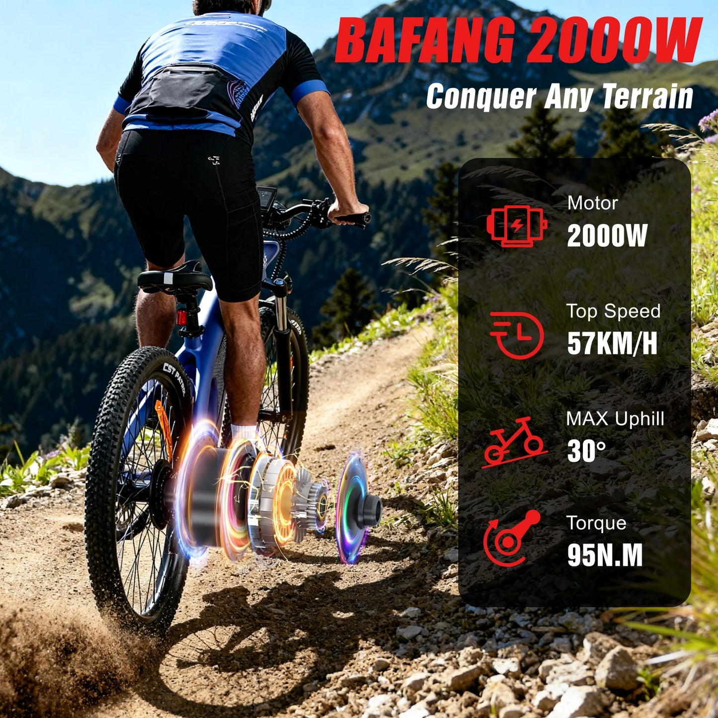 HUANCI HX Q5 2000W Electric Mountain Bike Removable Battery