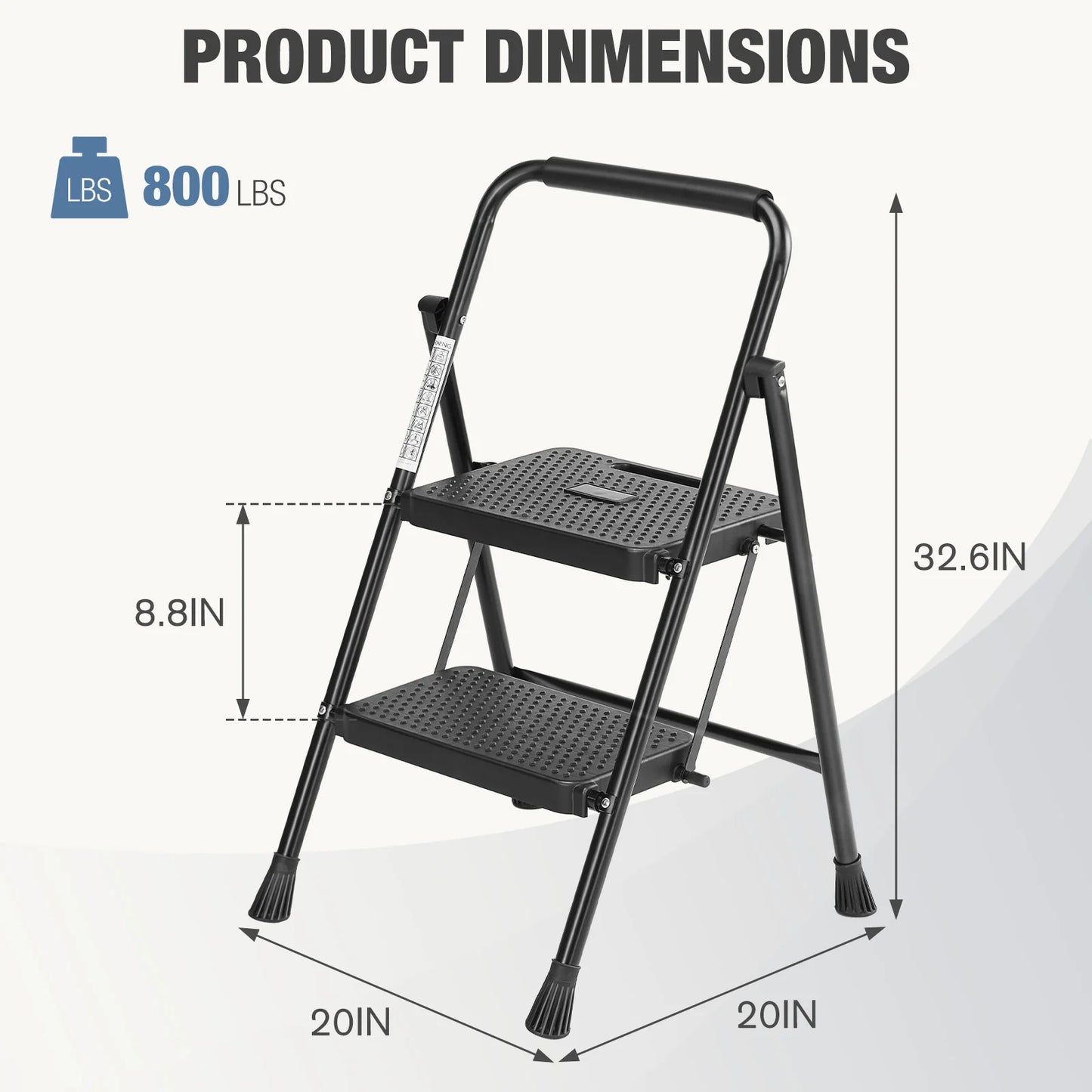 Compact JHK Folding Step Ladder Stool With Anti Slip Pedal