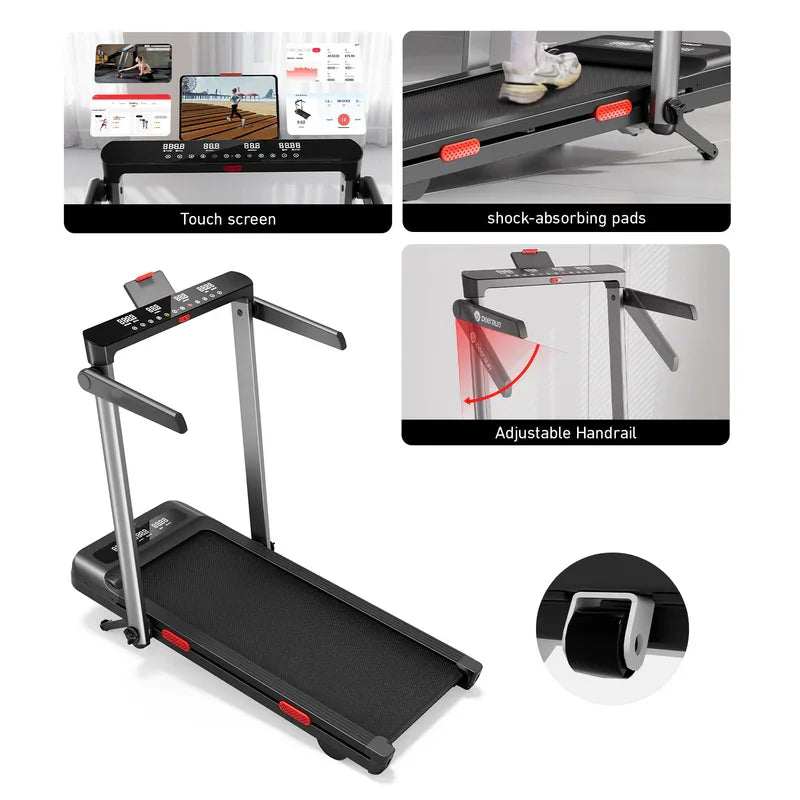 Treadmill for Home 3.0 HP Treadmills 9% Incline Smart App Heart Rate Sensors LCD Digital Display Foldable Armrest Walking Pad