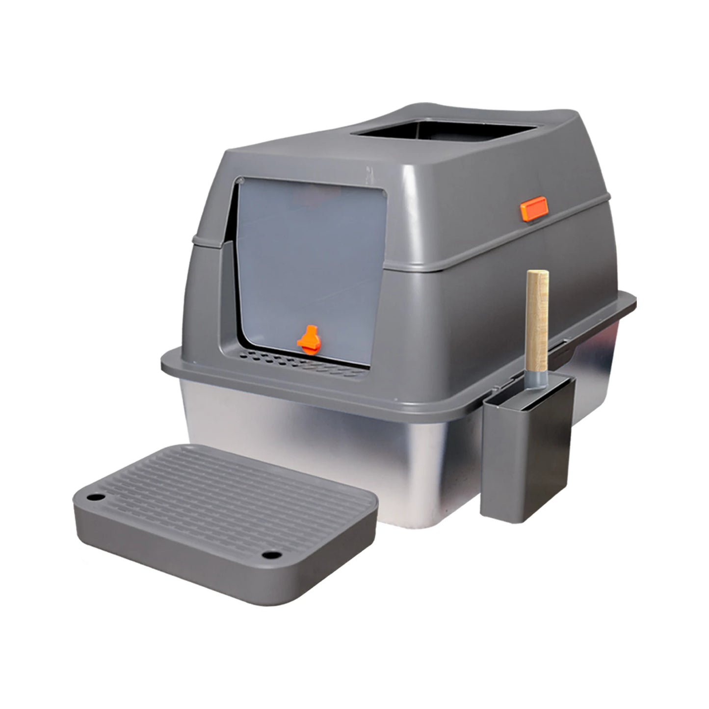 4-Style Cat Litter Box with Lid Large Kitty Litter Box Enclosed with High Sided Enclosure Scoop Non-Sticky