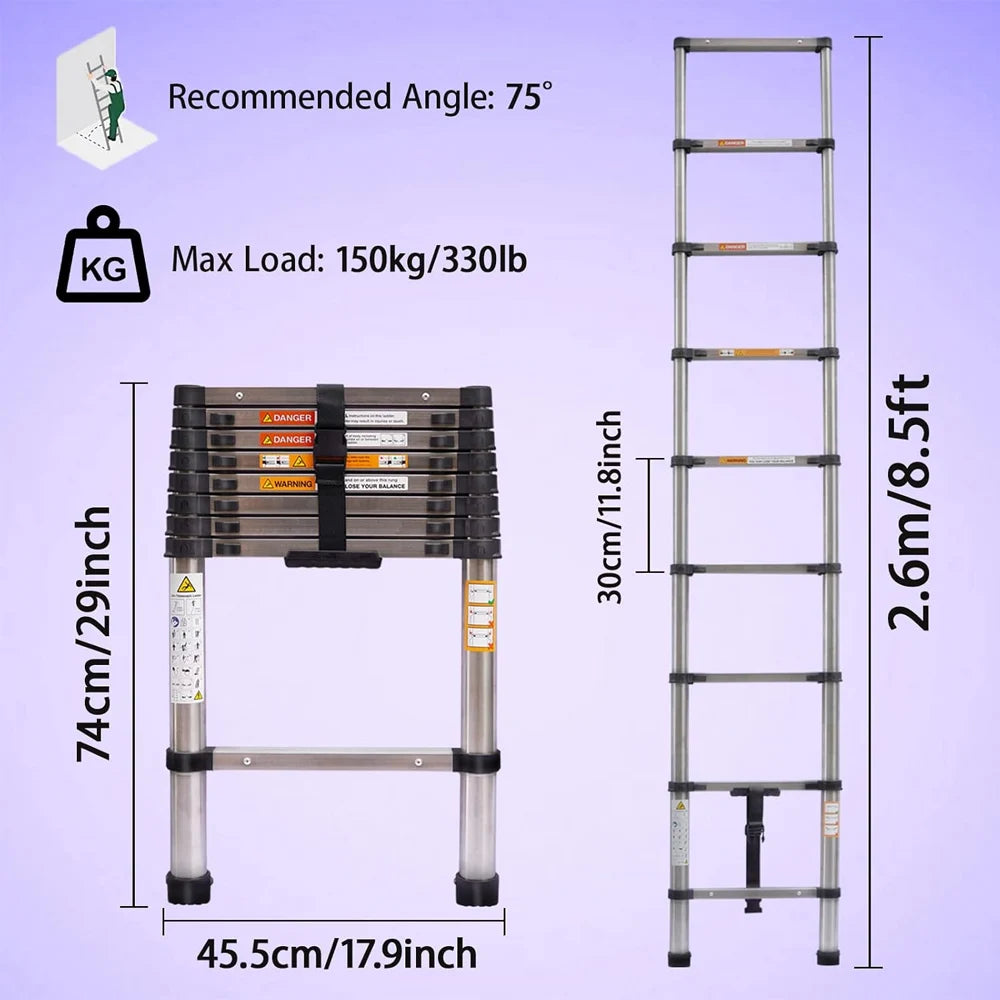 DayPlus Telescopic Ladder Heavy Duty Portable Multi Purpose