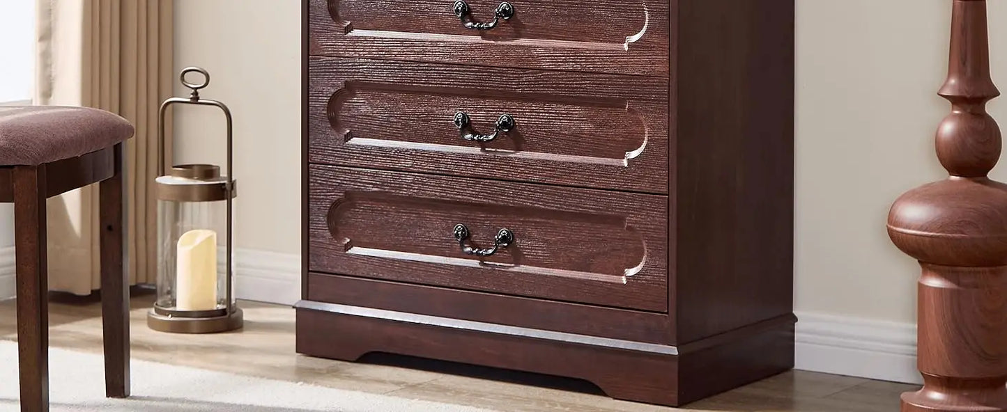 Dresser for Bedroom Farmhouse Cherry Wood Chest of Drawers for Bedroom Dresser, Rustic Wide Drawers Dressers